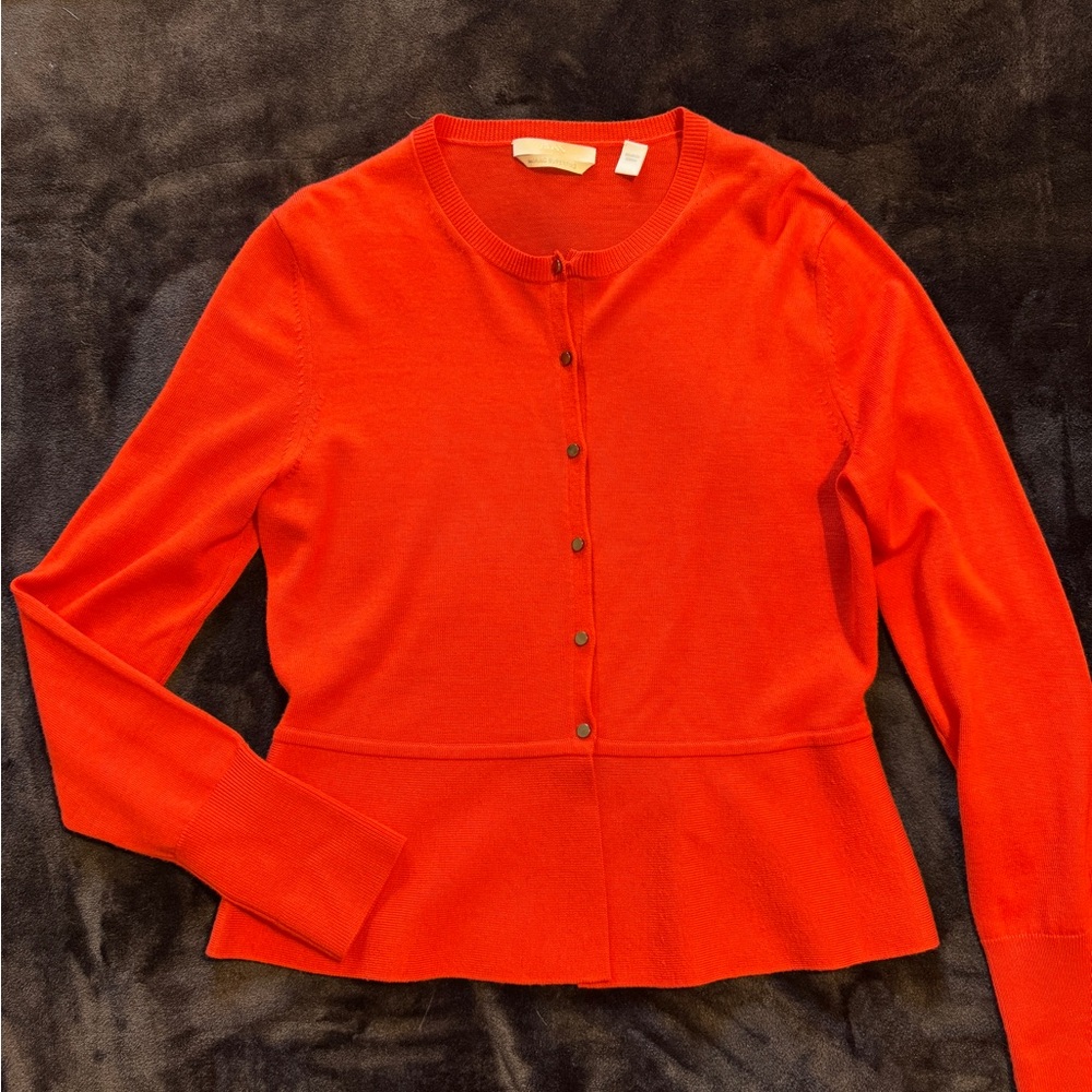 BOSS Hugo Boss Felija Peplum Merino Superfine Wool Sweater Orange Size M